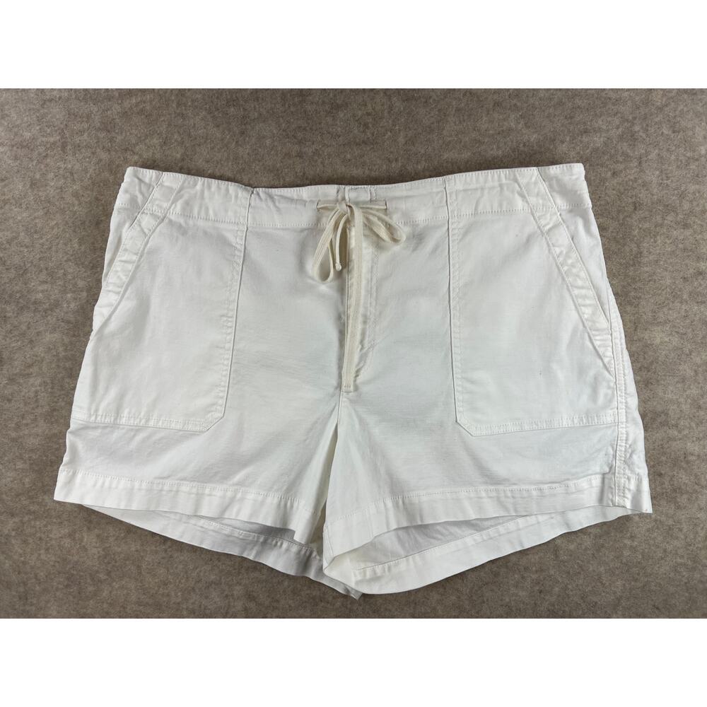 Ann Taylor LOFT Twill Utility Shorts Drawstring Zip Elastic Waist White Size 18